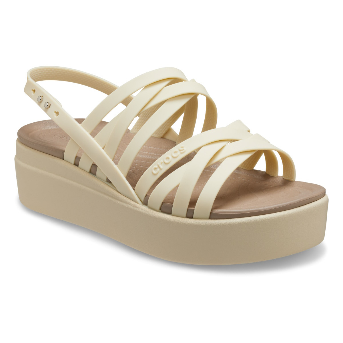 Sandale Crocs Brooklyn Strappy Low Wedge Bej - Bone - imagine 8